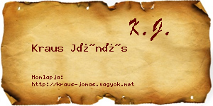 Kraus Jónás névjegykártya