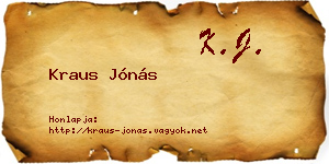 Kraus Jónás névjegykártya